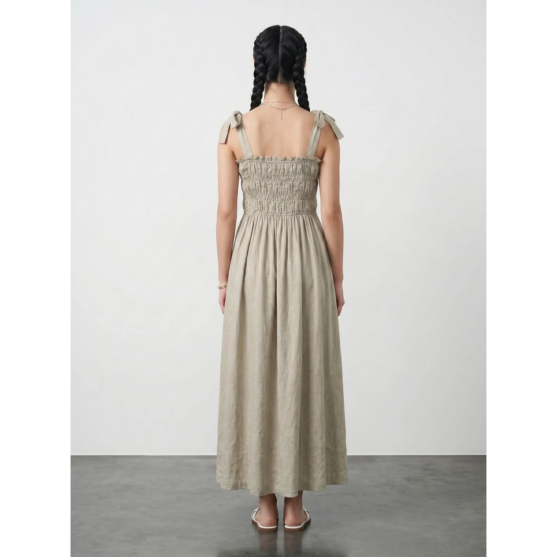 Sand Tie Denim Dress | Montivo Pakistan