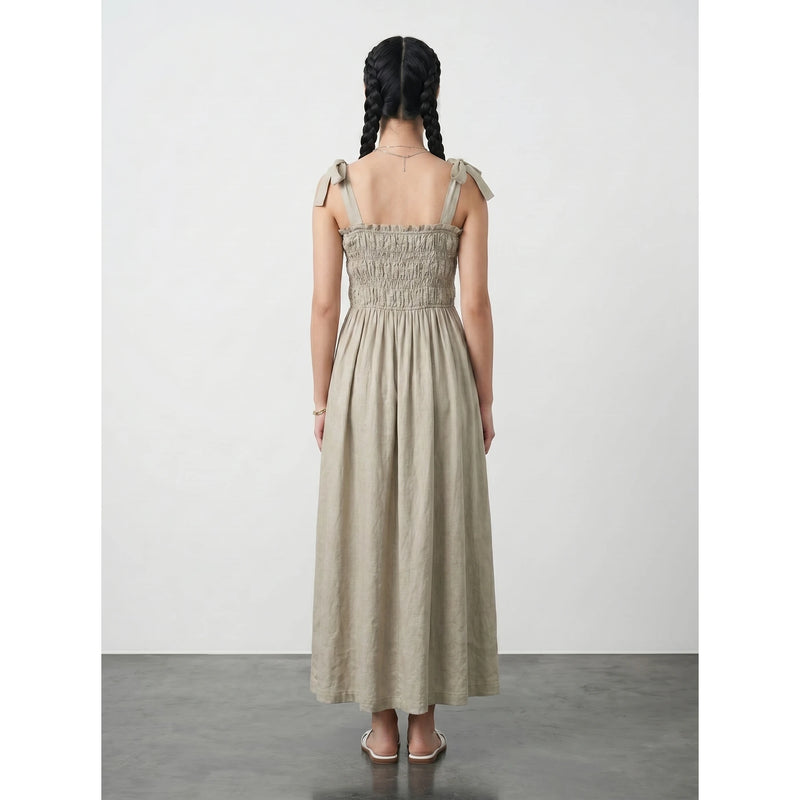 Sand Tie Denim Dress | Montivo Pakistan