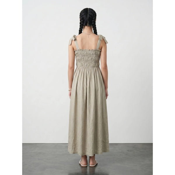 Sand Tie Denim Dress | Montivo Pakistan