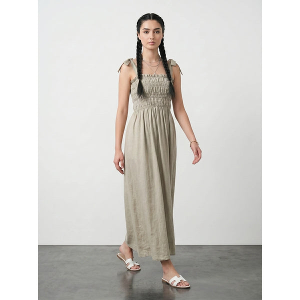 Sand Tie Denim Dress | Montivo Pakistan