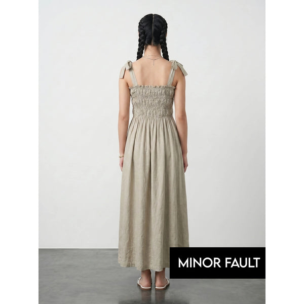 (Minor Fault) Sand Tie Denim Dress | Montivo Pakistan
