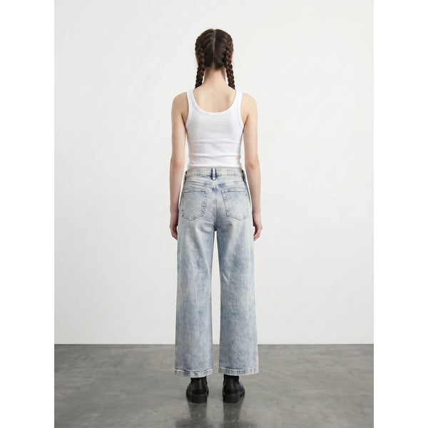 Light Blue Acid Wash Wide Leg Jeans