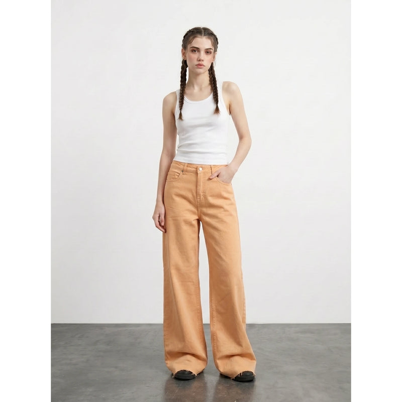 Neon Orange Wide Leg Jeans | Montivo Pakistan