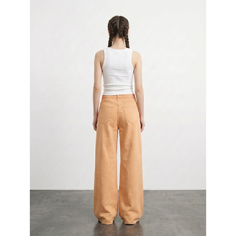 Neon Orange Wide Leg Jeans | Montivo Pakistan