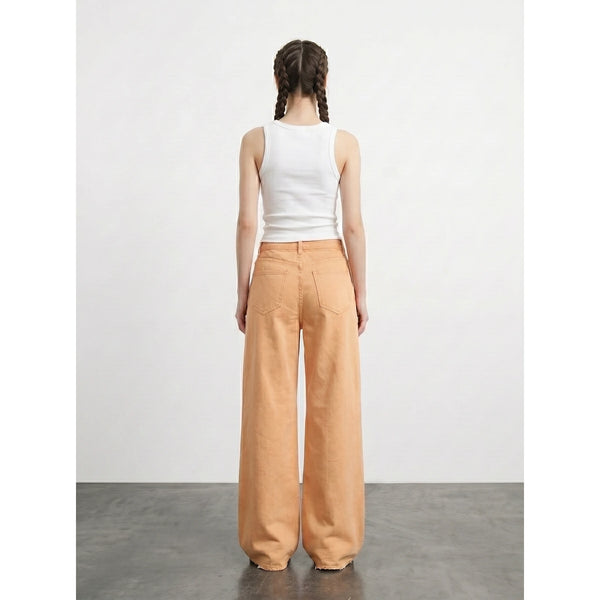 Neon Orange Wide Leg Jeans