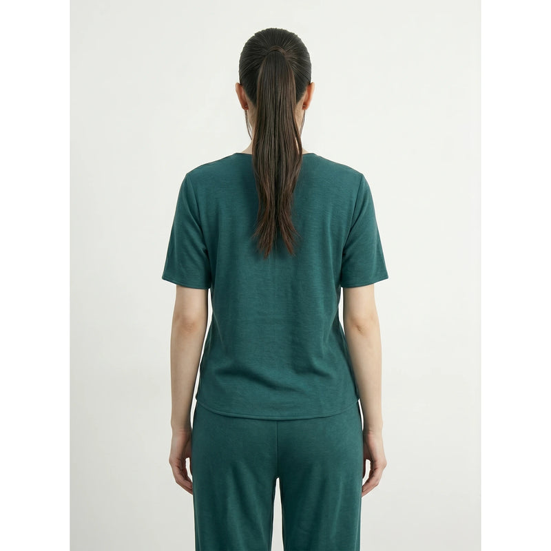 Teal Crew Neck Button Down Top | Montivo Pakistan