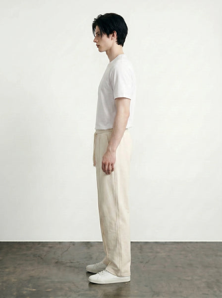 Ecru Front Seam Straight Leg Trousers