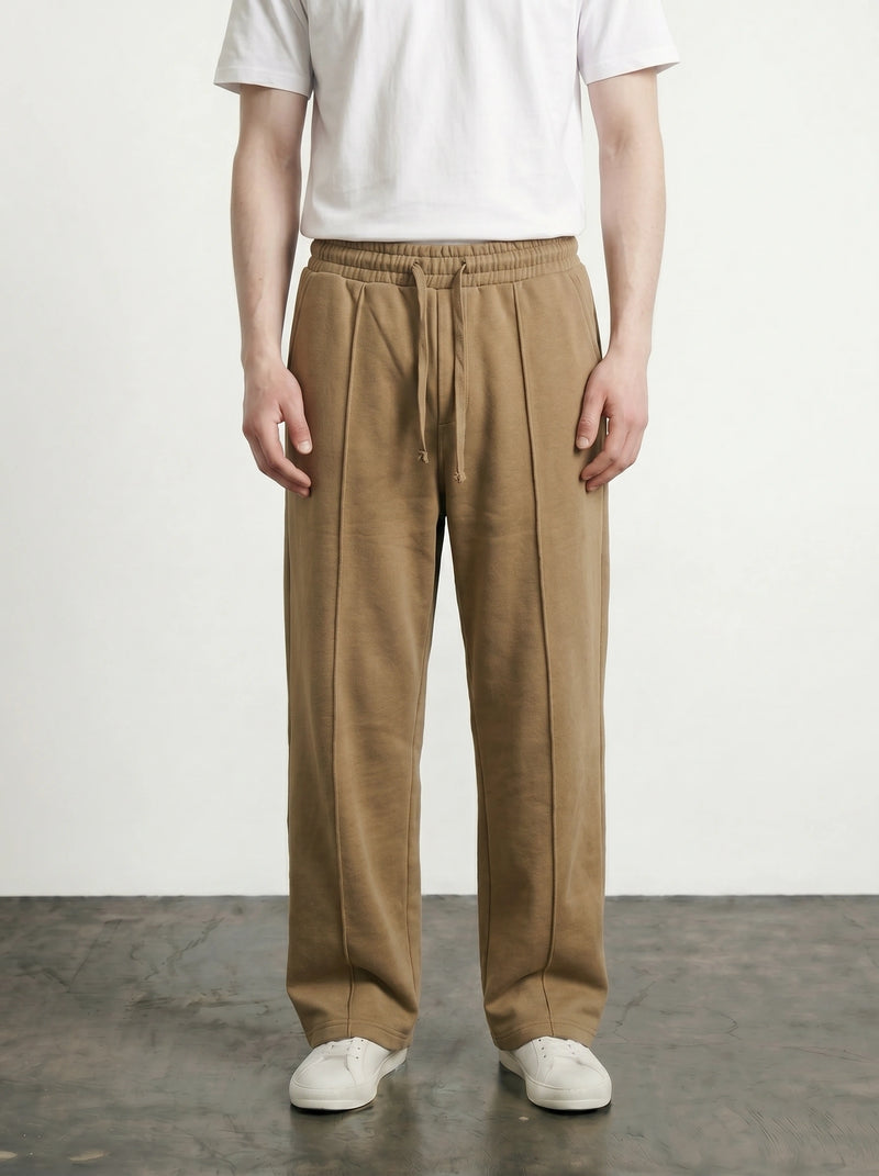 Khaki Front Seam Straight Leg Trousers | Montivo Pakistan