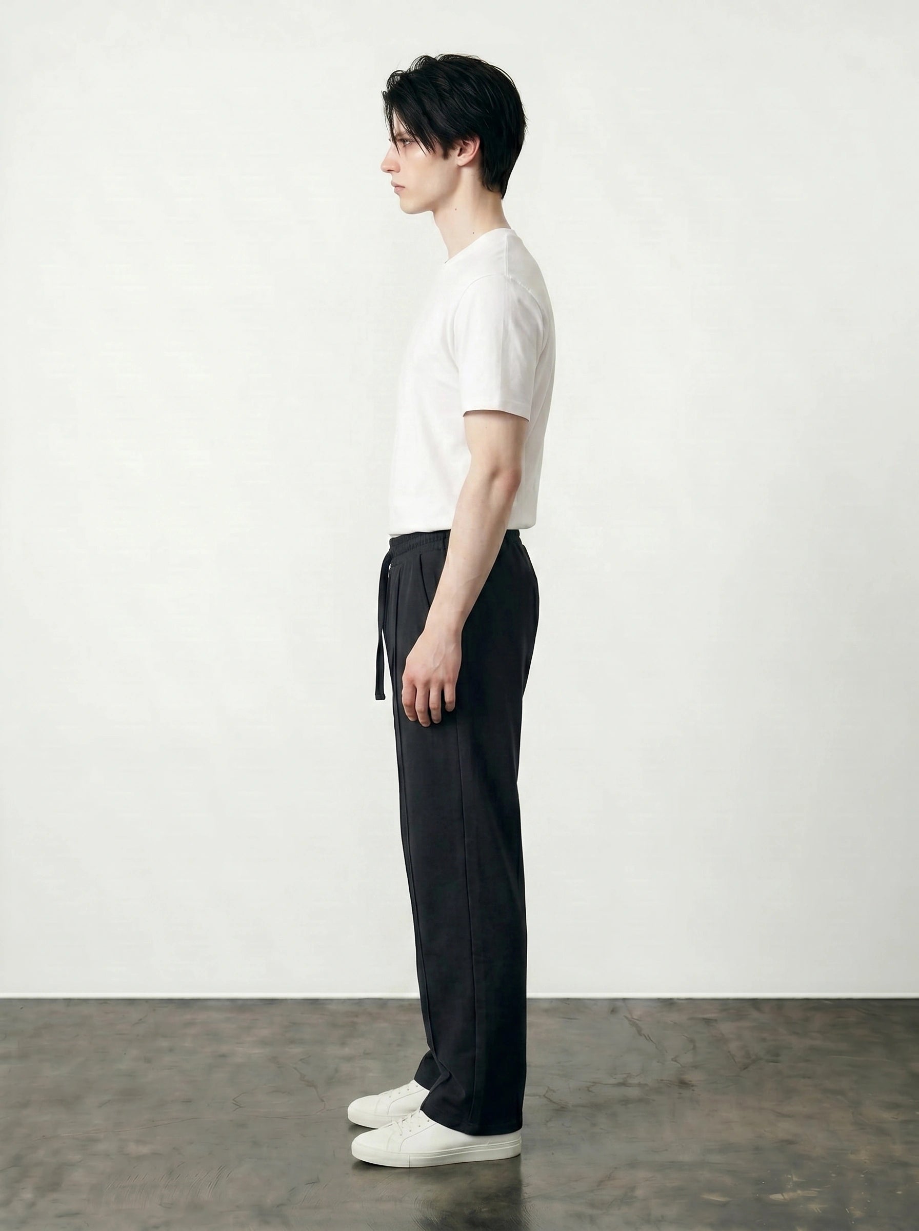 Black Front Seam Straight Leg Trousers