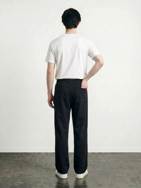Black Front Seam Straight Leg Trousers