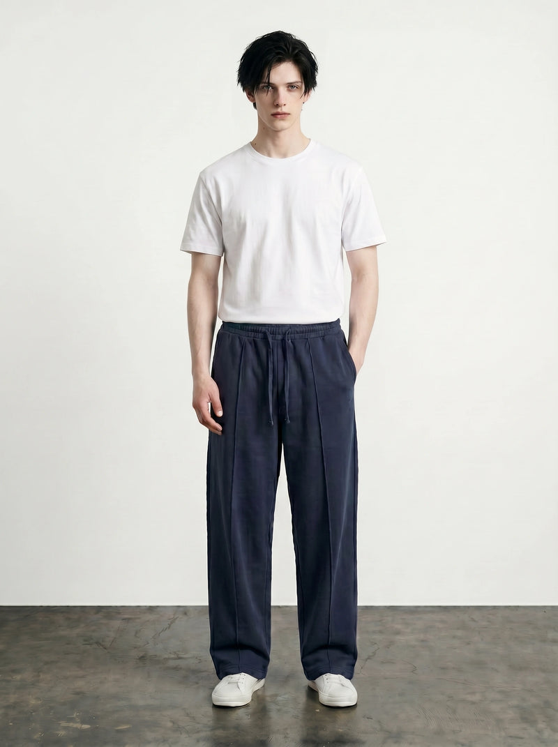Navy Front Seam Straight Leg Trousers | Montivo Pakistan