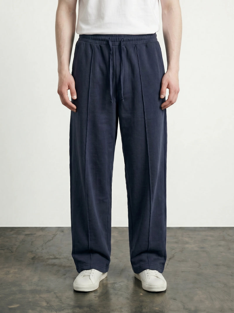 Navy Front Seam Straight Leg Trousers | Montivo Pakistan
