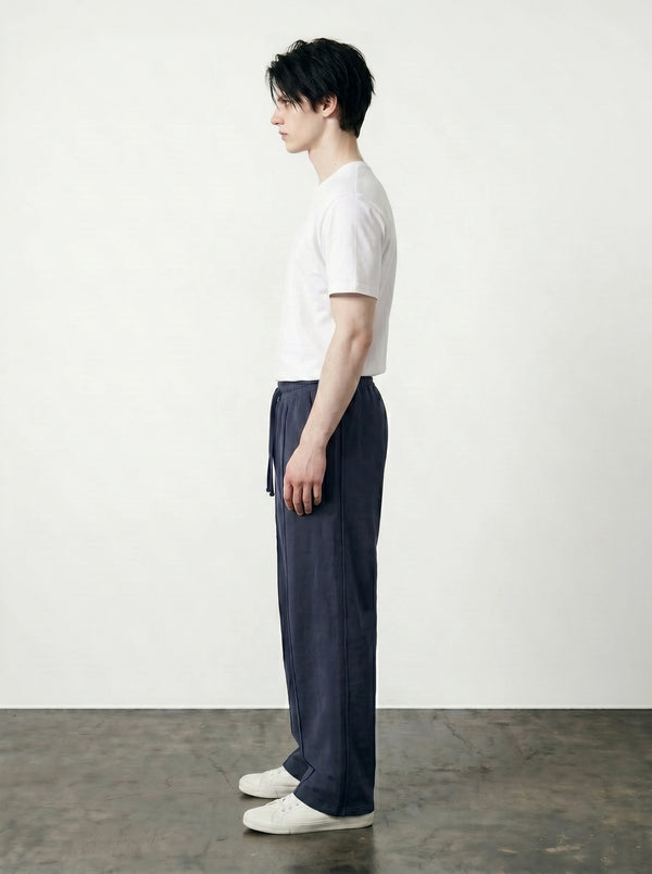 Navy Front Seam Straight Leg Trousers | Montivo Pakistan