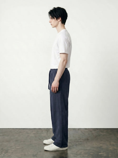 Navy Front Seam Straight Leg Trousers