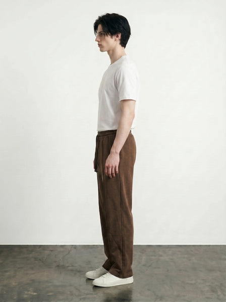 Brown Front Seam Straight Leg Trousers