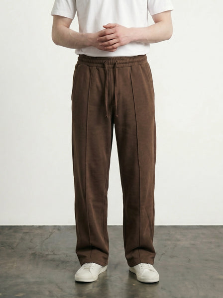 Brown Front Seam Straight Leg Trousers