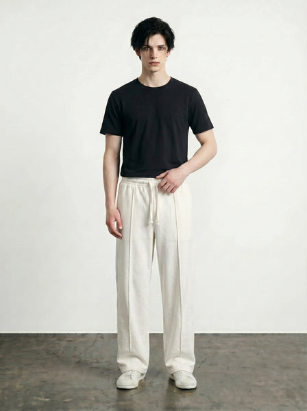 Off-White Front Seam Straight Leg Trousers