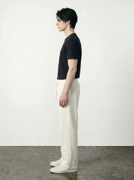 Off-White Front Seam Straight Leg Trousers