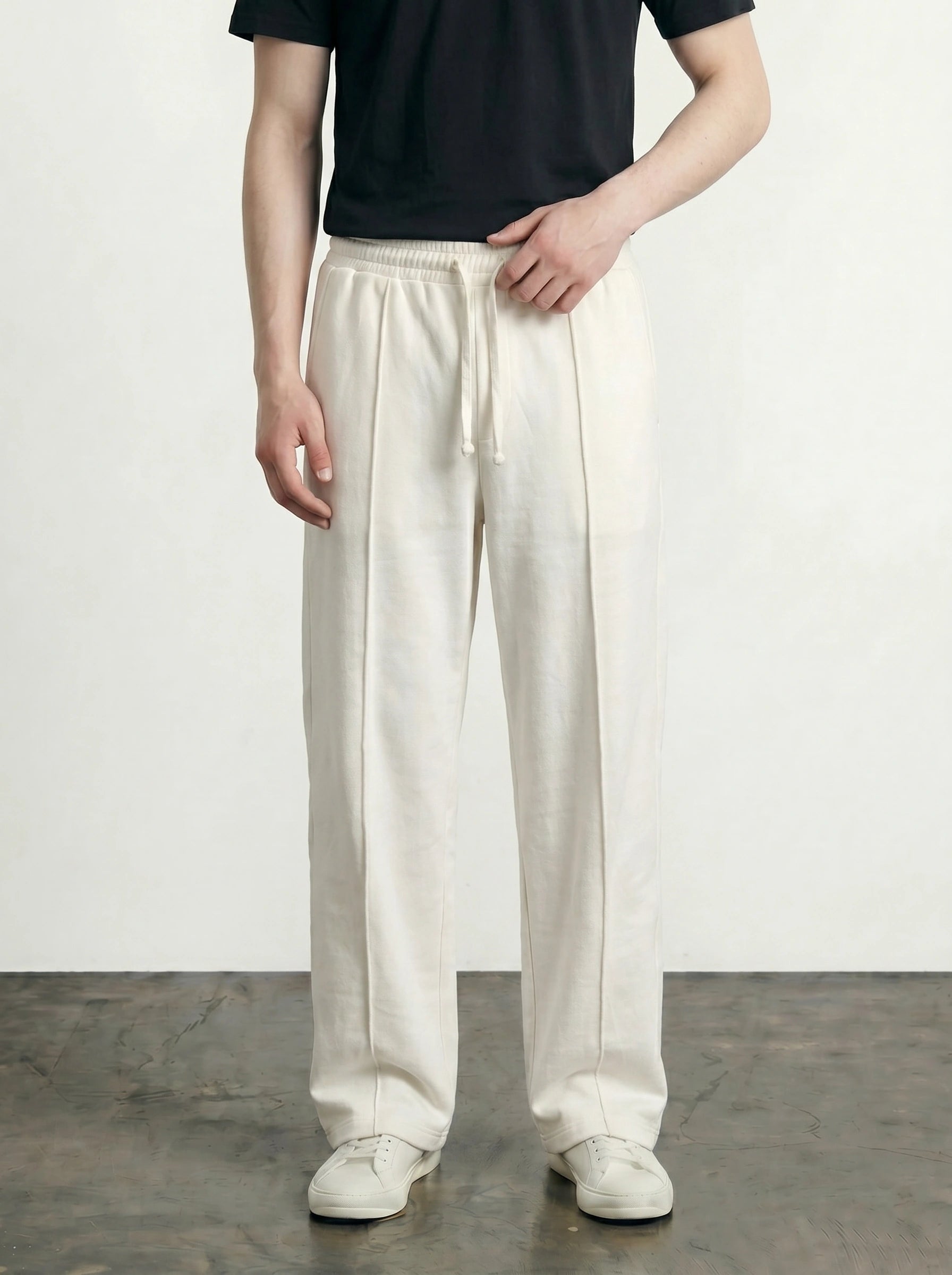 Off-White Front Seam Straight Leg Trousers