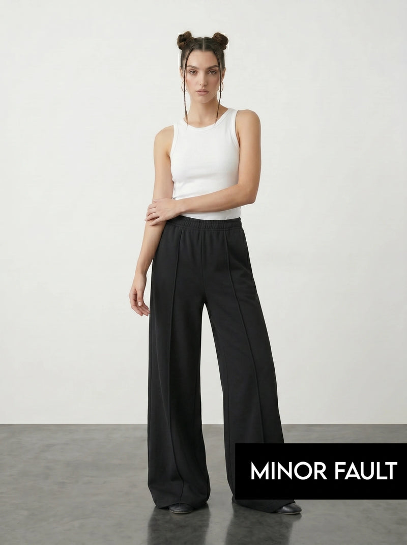 (Minor Fault) Black Front Seam Wide Leg Trousers | Montivo Pakistan