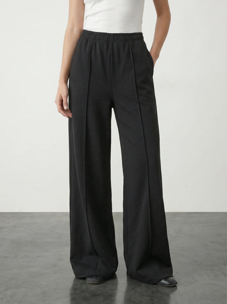 Black Front Seam Wide Leg Trousers
