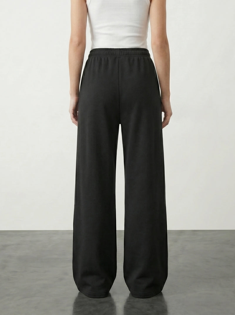 Black Front Seam Wide Leg Trousers | Montivo Pakistan