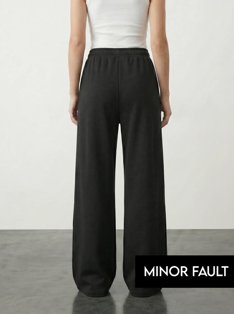 (Minor Fault) Black Front Seam Wide Leg Trousers | Montivo Pakistan