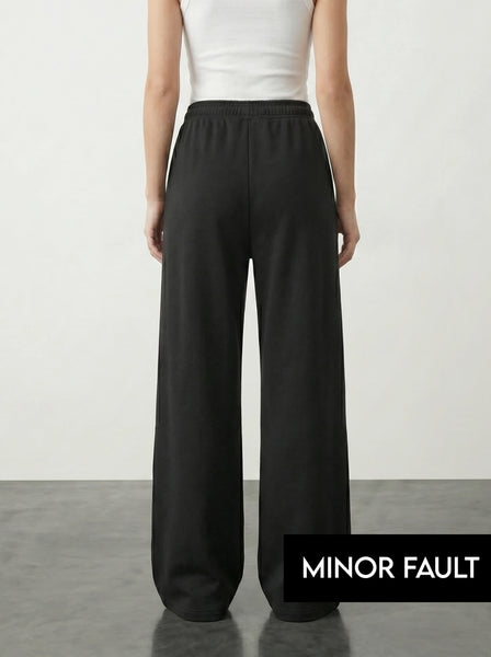 (Minor Fault) Black Front Seam Wide Leg Trousers