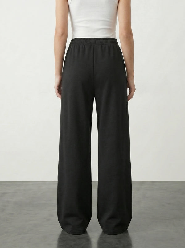 Black Front Seam Wide Leg Trousers | Montivo Pakistan
