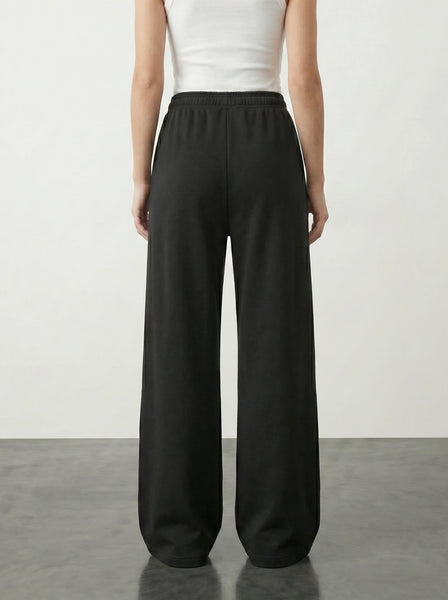 Black Front Seam Wide Leg Trousers