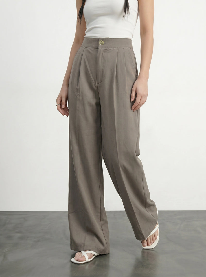 Nude Wide Leg Pleated Pants | Montivo Pakistan