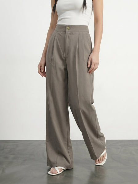 Nude Wide Leg Pleated Pants | Montivo Pakistan