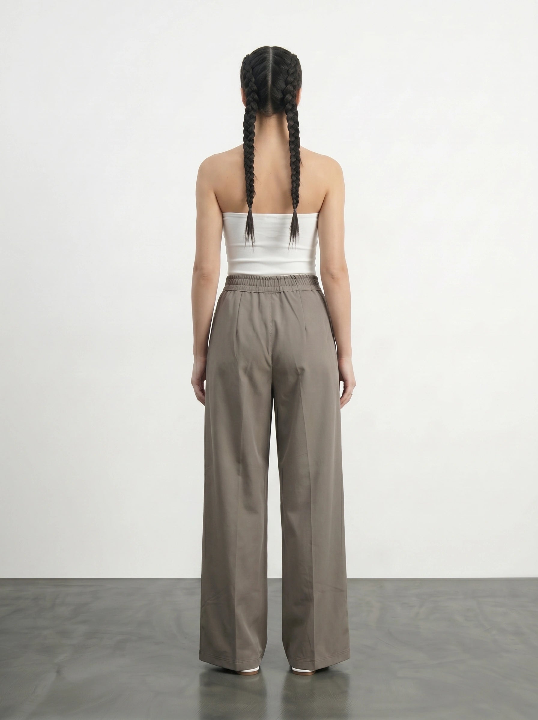 Nude Wide Leg Pleated Pants | Montivo Pakistan