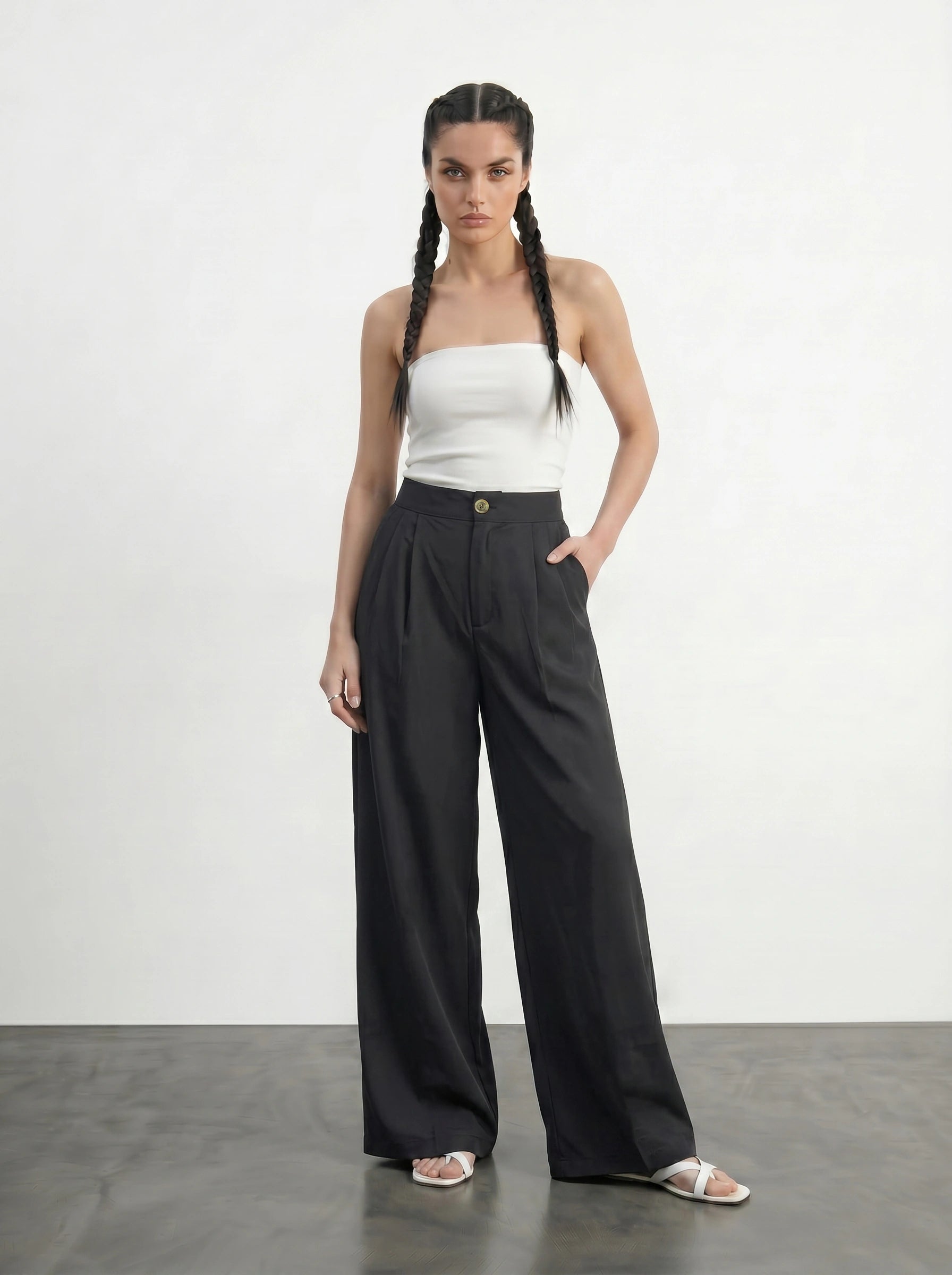 Black Light Weight Wide Leg Pants | Montivo Pakistan