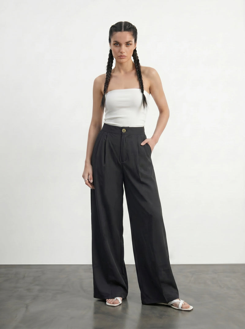 Black Light Weight Wide Leg Pants | Montivo Pakistan