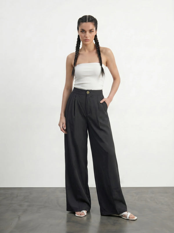 Black Light Weight Wide Leg Pants | Montivo Pakistan