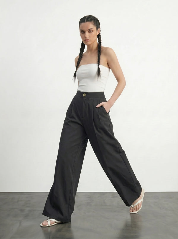 Black Light Weight Wide Leg Pants | Montivo Pakistan