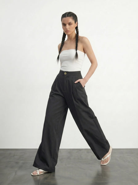 Black Light Weight Wide Leg Pants | Montivo Pakistan