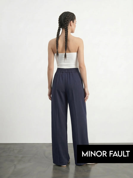 (Minor Fault) Navy Wide Leg Pleated Pants | Montivo Pakistan