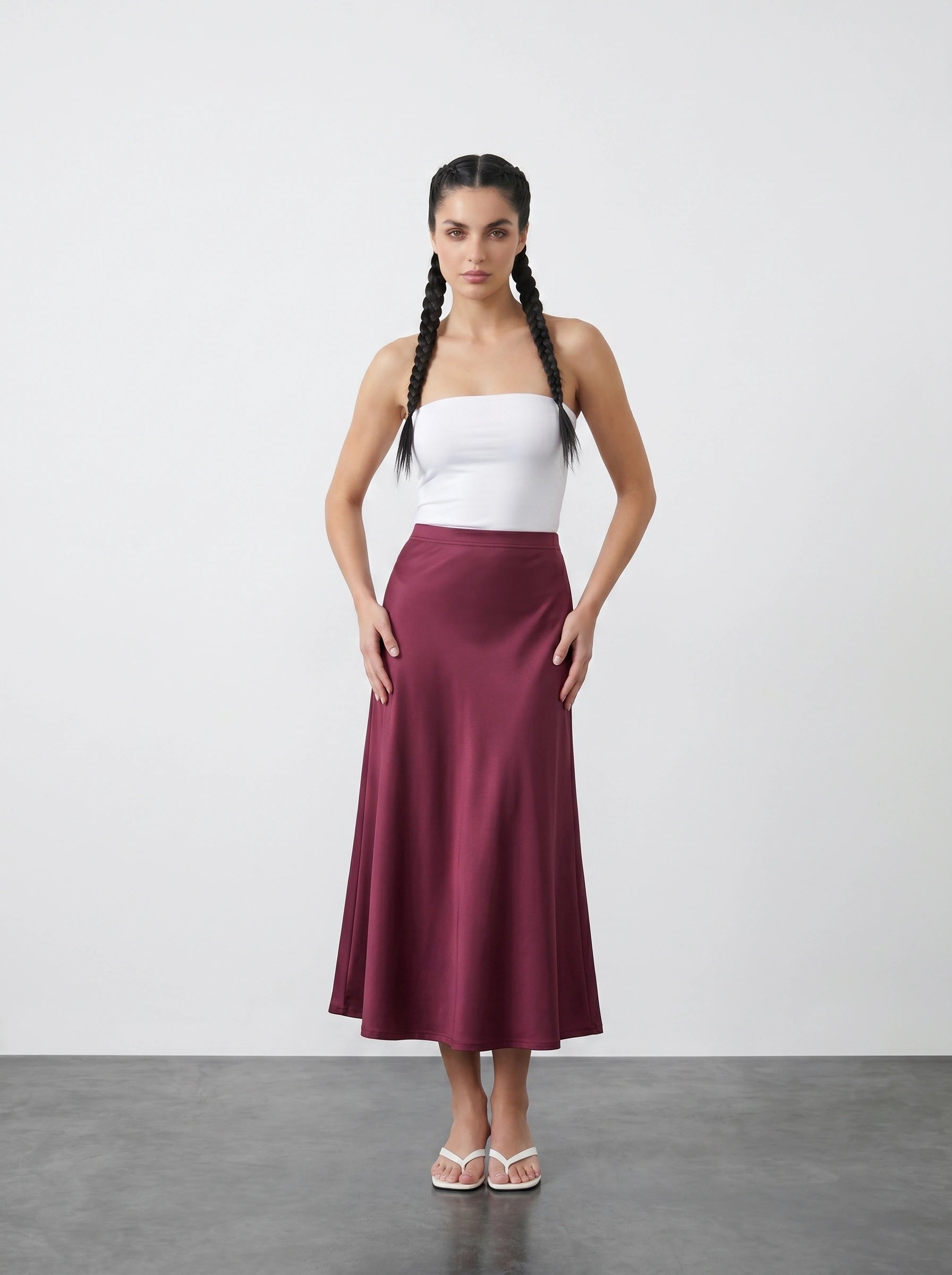 Burgundy Flared Skirt | Montivo Pakistan