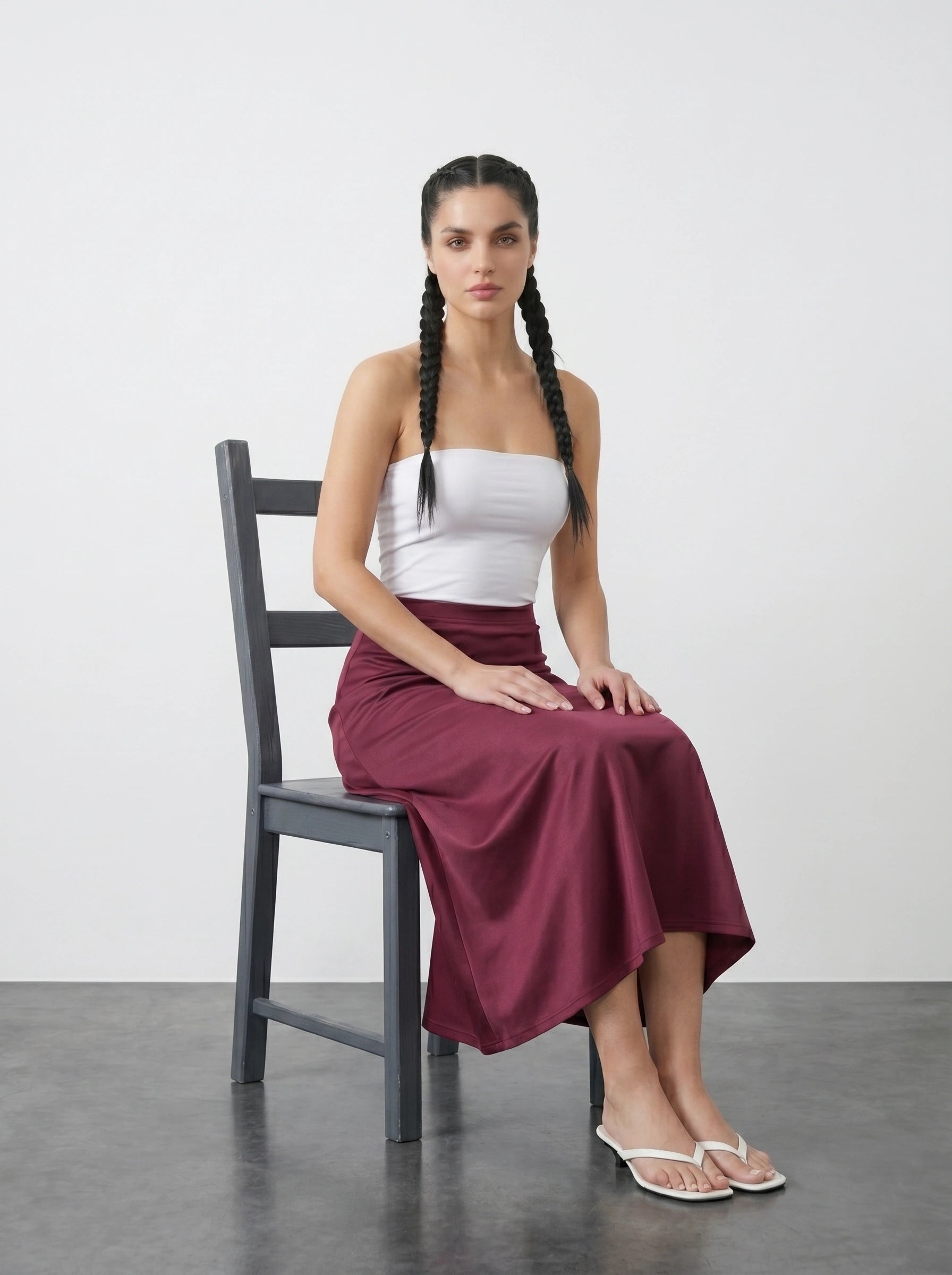 Burgundy Flared Skirt | Montivo Pakistan