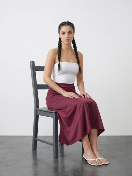 Burgundy Flared Skirt | Montivo Pakistan