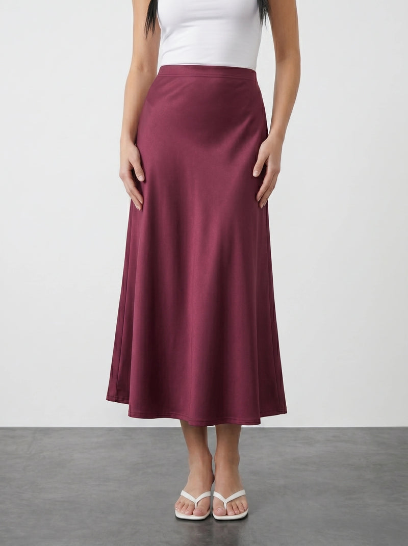 Burgundy Flared Skirt | Montivo Pakistan