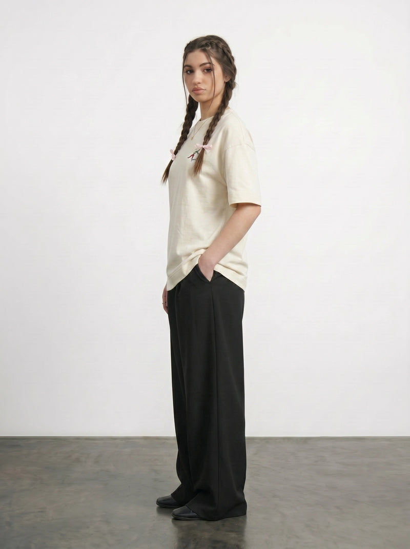 Ecru Oversized Graphic Printed Tshirt | Montivo Pakistan