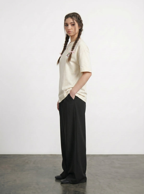 Ecru Oversized Graphic Printed Tshirt | Montivo Pakistan
