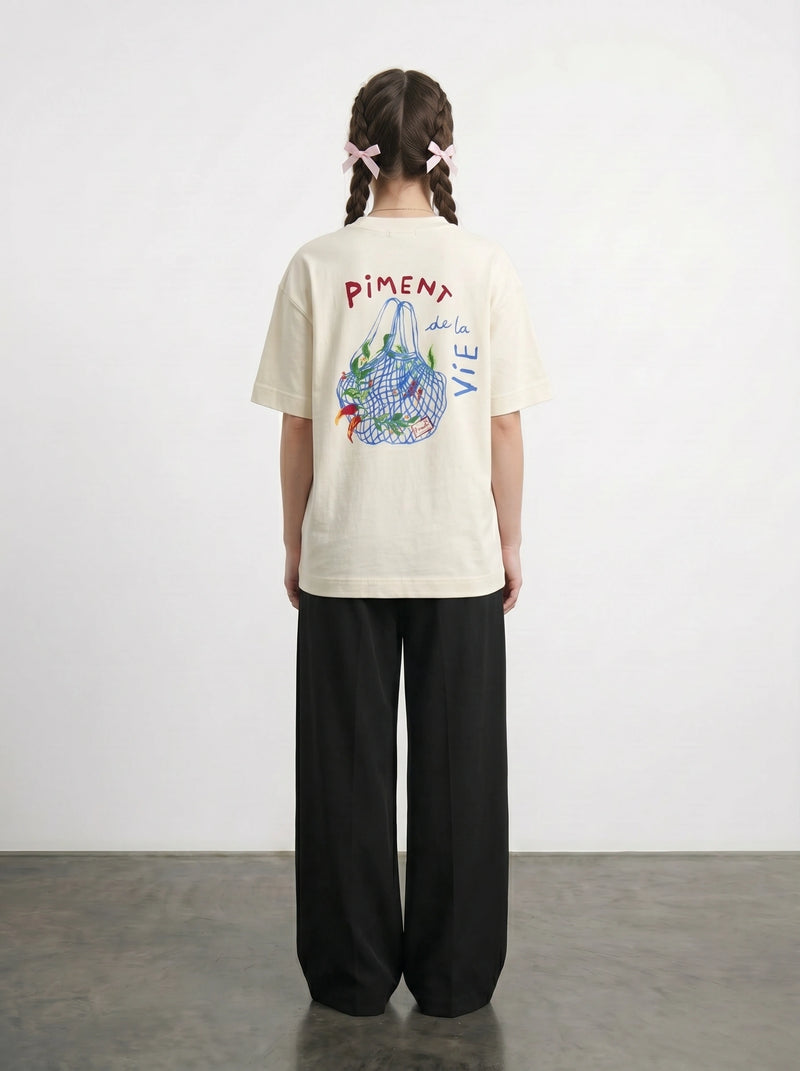 Ecru Oversized Graphic Printed Tshirt | Montivo Pakistan