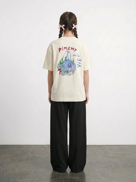 Ecru Oversized Graphic Printed Tshirt | Montivo Pakistan