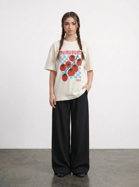 Ecru Pomodoro Oversized Graphic Printed Tshirt | Montivo Pakistan