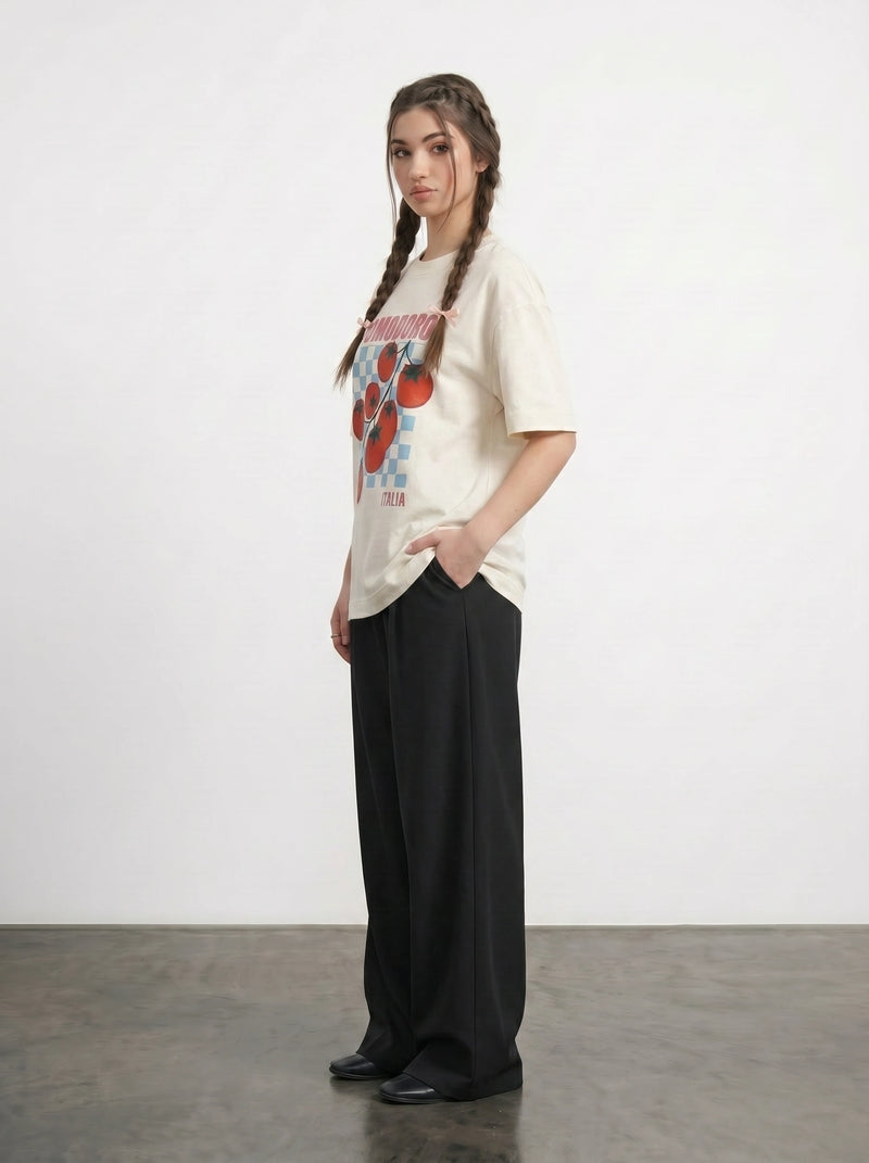 Ecru Pomodoro Oversized Graphic Printed Tshirt | Montivo Pakistan