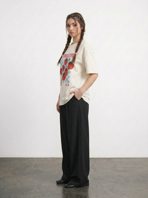 Ecru Pomodoro Oversized Graphic Printed Tshirt | Montivo Pakistan